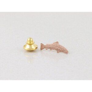 10k Rose Gold Tie Tack Trout Bass Salmon Fish Mens Lapel Pin